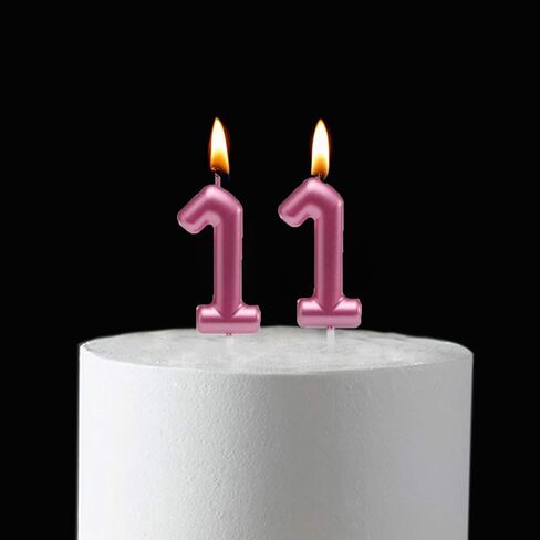 2.35 بوصة الذهب 11 شموع عيد ميلاد ، 3D الماس رقم 11 الكعكة Topper للبنين الفتيات زخارف حفلة عيد ميلاد الطرف in Saudi Arabia