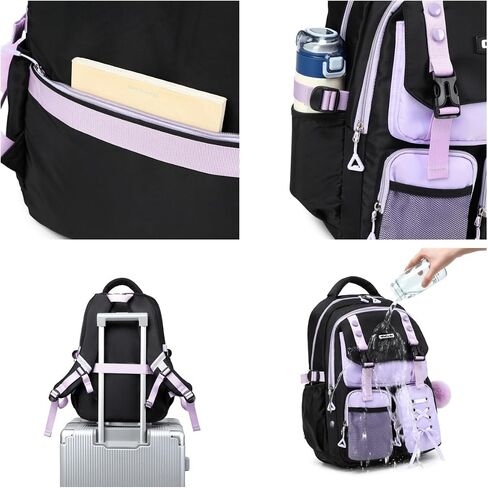 Girls Backpack,Lightweight Durable Backpack,Water-Resistant Elementary Middle High School Cute Large Backpacks Travel Daypack with Reflective Stripes in Saudi Arabia