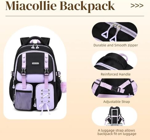 Girls Backpack,Lightweight Durable Backpack,Water-Resistant Elementary Middle High School Cute Large Backpacks Travel Daypack with Reflective Stripes in Saudi Arabia