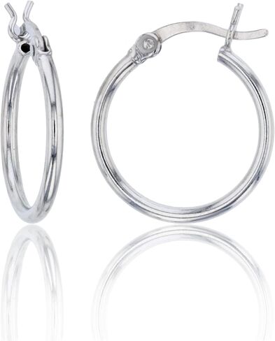 الصلبة 925 الفضة الاسترليني عالية مصقولة مصقولة Hypoallergenic حلق مجموعة للنساء | 1.25mm- 4mm الأطواق السميكة | إغلاق مقطع آمن | أقراط كلاسيكية لامعة ، 10 مم-70 ملم in Kuwait