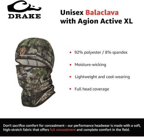 بالاكلافا للجنسين من Drake Waterfowl مع Agion Active XL - قناع وجه مخفي خفيف الوزن للصيد في الهواء الطلق، OSFM، أسود in Kuwait