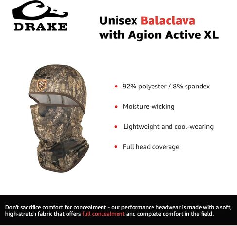 بالاكلافا للجنسين من Drake Waterfowl مع Agion Active XL - قناع وجه مخفي خفيف الوزن للصيد في الهواء الطلق، OSFM، أسود in Kuwait