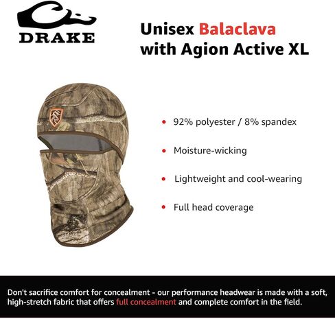 بالاكلافا للجنسين من Drake Waterfowl مع Agion Active XL - قناع وجه مخفي خفيف الوزن للصيد في الهواء الطلق، OSFM، أسود in Kuwait