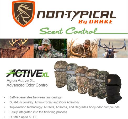 بالاكلافا للجنسين من Drake Waterfowl مع Agion Active XL - قناع وجه مخفي خفيف الوزن للصيد في الهواء الطلق، OSFM، أسود in Kuwait