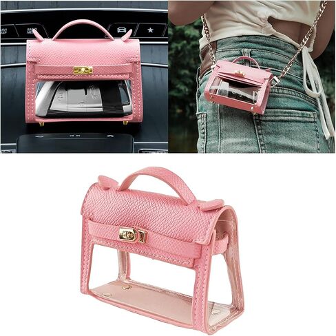 Besulen Mini Creative Car Care Case ، لطيفة صغيرة رائعة من جلود المفاتيح من الجلد الشفافة ، محفظة Handbag ، محفظة محفظة للماء ، محفظة للنساء (Pink) in Saudi Arabia