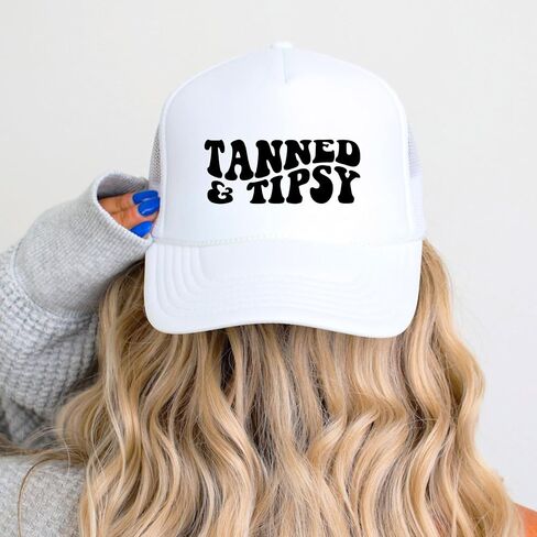 Fun Tan & Tipsy Trucker Hat for Women Summer Foam Front Classic 5 Panel Mesh Snapback in Saudi Arabia