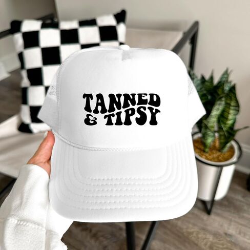 Fun Tan & Tipsy Trucker Hat for Women Summer Foam Front Classic 5 Panel Mesh Snapback in Saudi Arabia