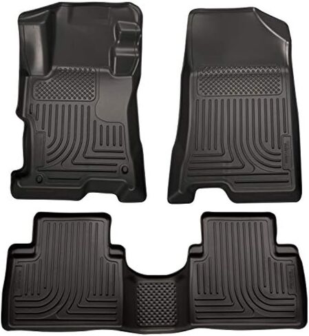 Husky Liners Weatherbeater Floor Mats | Fits 2011-2013 Kia Sorento | Front & 2nd Row, 3-pc Black - 98811 in Saudi Arabia