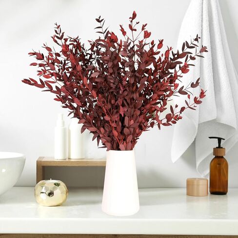 Dried Eucalyptus Leaves Real Preserved Stems, Fresh Eucalyptus Garland Branches for Shower, Dried Plant Live Bundle Purple Leaves for Wedding Wreath Party Home Fragrance Vase Decor in Kuwait