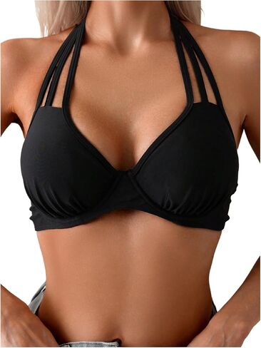 SweatyRocks Women's Cut Out Halter Bikini Top Top Up Underwire Bathing Suit Tops in Saudi Arabia