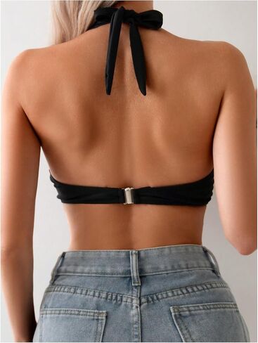 SweatyRocks Women's Cut Out Halter Bikini Top Top Up Underwire Bathing Suit Tops in Saudi Arabia