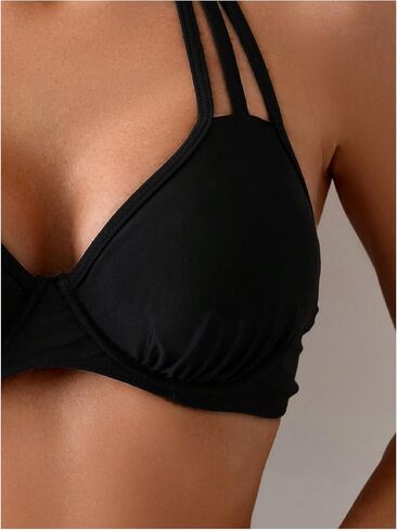 SweatyRocks Women's Cut Out Halter Bikini Top Top Up Underwire Bathing Suit Tops in Saudi Arabia