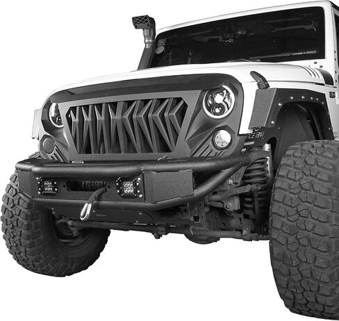 Hoke Road Ofrroad Steel Steel Pubular Prity W/Winch Plate & LED Lights for 2007-2018 Jeep Wrangler JK & Unlimited 2/4 Doors in Kuwait