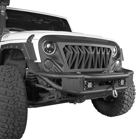 Hoke Road Ofrroad Steel Steel Pubular Prity W/Winch Plate & LED Lights for 2007-2018 Jeep Wrangler JK & Unlimited 2/4 Doors in Kuwait