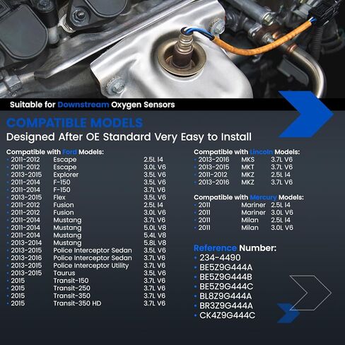 Oxygen O2 Sensor 15717 Compatible with Fo rd E150 E250 Explorer F150,Lin-coln Continental Town Car,15716,15664 Up and Downstream Replacement Oxygen Sensor for Maz-da Mercury Mountaineer,2PCS in Kuwait