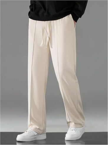 SHENHE Men's Drawstring Waist Pants Pleated Straight Leg Loose Casual Pants with Pockets in Saudi Arabia