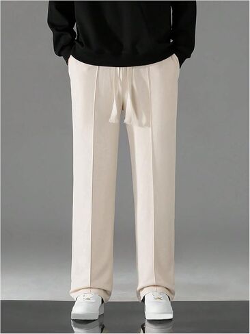 SHENHE Men's Drawstring Waist Pants Pleated Straight Leg Loose Casual Pants with Pockets in Saudi Arabia