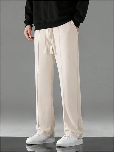 SHENHE Men's Drawstring Waist Pants Pleated Straight Leg Loose Casual Pants with Pockets in Saudi Arabia