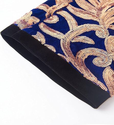 Men's Fashion Floral Glitter Sequin Velvet Pants in Kuwait