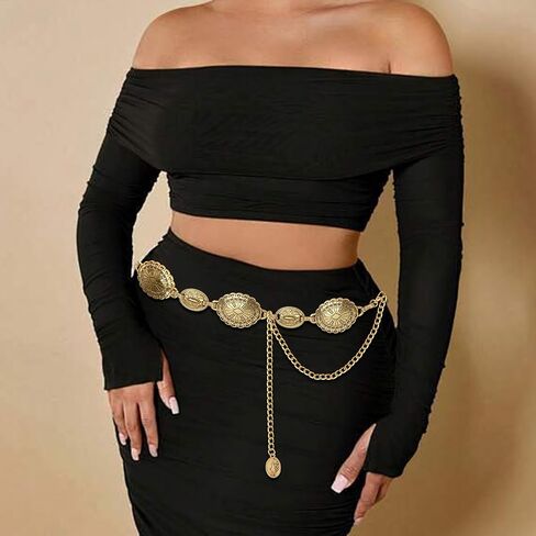 الحزام الغربي Alabasta للنساء ، أحزمة سلسلة Concho للفساتين جينز Country Concert Outfit in Kuwait