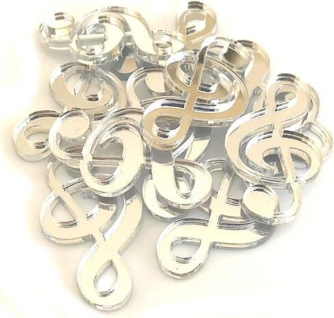 Clef Musical Note Shaped Crafting Mirrors, Set of 10, Many Colours, Shatterproof Acrylic, Gold Mirror, Pack of 20 x 2cm in Kuwait