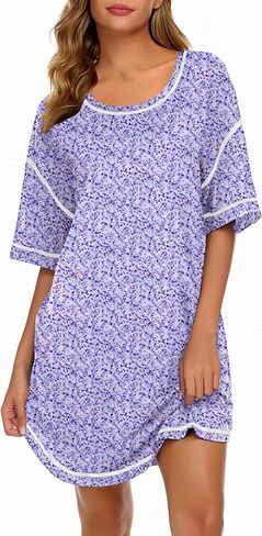 Ekouaer Nightgowns for Women Soft Sleep Shirt Short Sleeve Night Shirt Oversized Sleepwear Comfy Sleep Dress in Kuwait