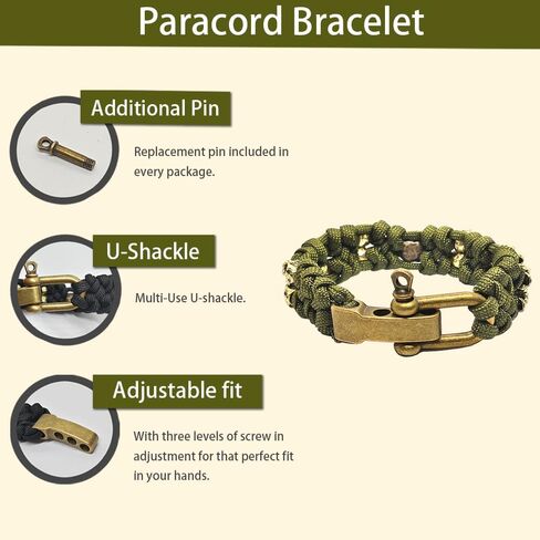 Skull Paracord Bracelet Black Green Paracord Bracelet Adjustable Gothic Design Bracelets with Metal Skull Charms U-Shackle Closure in Saudi Arabia