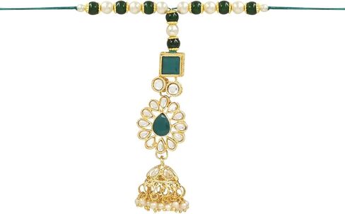 Iwels Indian Indian Rakshabhandan مصمم Kundan Pearl Bhaiya Bhabhi Lumba Rakhi Combo Set (Style 8) in Saudi Arabia