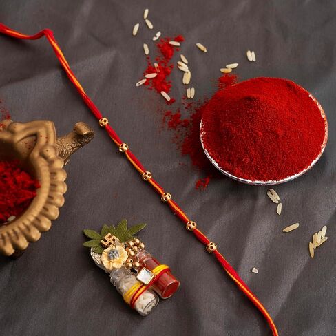 Meezo Premium Handcrafted Rakhi for Brother | Traditional Indian Raksha Bandhan Rakhi | Ethnic Rakhi for Bhai | Rakhi Gift for Brother in USA in Saudi Arabia