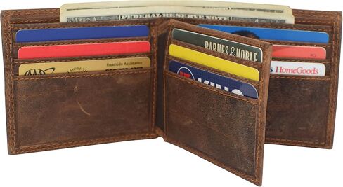 RFID حظر Fire Fire المقاتل من الجلد المنقوش معرف معرف رفرف محفظة Bifold للرجال (Rhu Brown) in Kuwait
