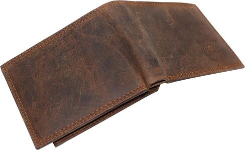 RFID حظر Fire Fire المقاتل من الجلد المنقوش معرف معرف رفرف محفظة Bifold للرجال (Rhu Brown) in Kuwait