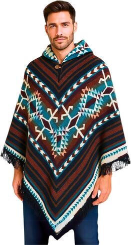 Adult Ponchos with Hood for Men – Alpaca Mens Poncho with Hood – Ponchos for Men – Traditional Alpaca Poncho in Kuwait