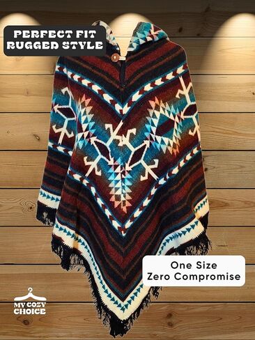 Adult Ponchos with Hood for Men – Alpaca Mens Poncho with Hood – Ponchos for Men – Traditional Alpaca Poncho in Kuwait