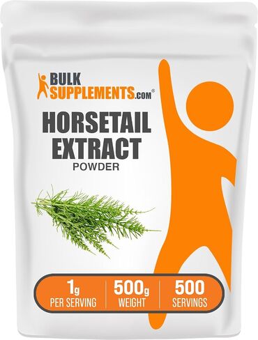 BulkSupplements.com مسحوق مستخلص ذيل الحصان - مكمل ذيل الحصان، من عشبة ذيل الحصان - مكملات السيليكا، خالي من الغلوتين، 1 جرام لكل وجبة، 500 جرام (1.1 رطل) (عبوة من قطعة واحدة) in Kuwait