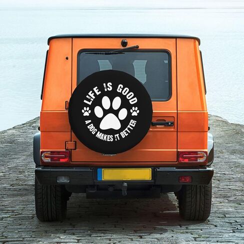 Life is Good A Dog Makes It Better Funny Tire Cover Universal Fit Spare Tire Protector for Truck, SUV, Trailer, Camper, Rv in Saudi Arabia
