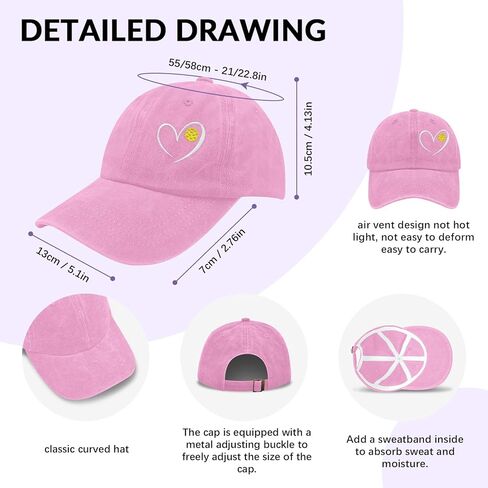 Pickleball Hat for Women, Unisex Adjustable Embroidered Baseball Cap, Pickleball Trucker Hat for Men in Saudi Arabia