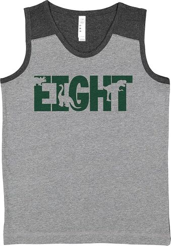 7 ate 9 Apparel Kids 8th Dino Dino Dinosaur Shirt for Boys Gray Contraving Tank Top in Saudi Arabia