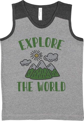 7 أكلت 9 ملابس أطفال استكشاف العالم Travel Gray Contraving Tank Top in Saudi Arabia