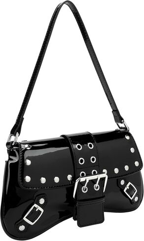 حقيبة كتف Ayliss Women's Latter Presh Y2K Handbag Proget Punk Hobo Presh مع Buckle Top Handle Handle Club العصرية Bag Club in Saudi Arabia