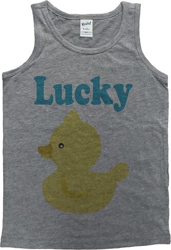7 ate 9 Apparel Kids Lucky Duck Yellow Rubber Duck Grey Tank Top in Saudi Arabia