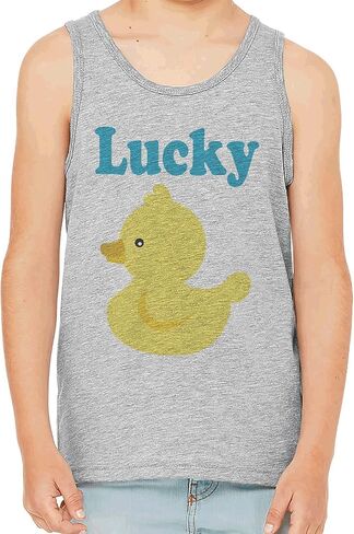 7 ate 9 Apparel Kids Lucky Duck Yellow Rubber Duck Grey Tank Top in Saudi Arabia