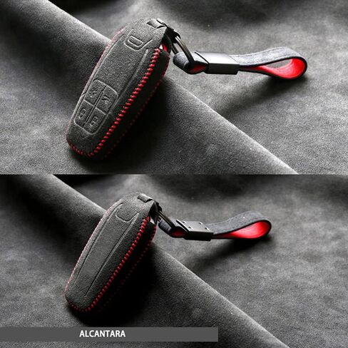 Luxury Suede Handmade Leather Key Fob Case Holder Shell Cover Bag Compatible for Ferrari 458 588 488GTB LaFerrari With Leather Keychain(Red Stitching) in Kuwait