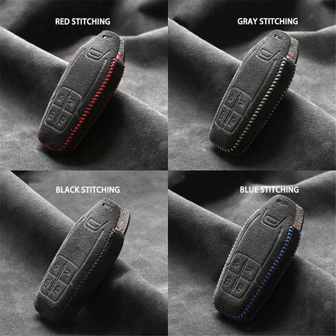 Luxury Suede Handmade Leather Key Fob Case Holder Shell Cover Bag Compatible for Ferrari 458 588 488GTB LaFerrari With Leather Keychain(Red Stitching) in Kuwait