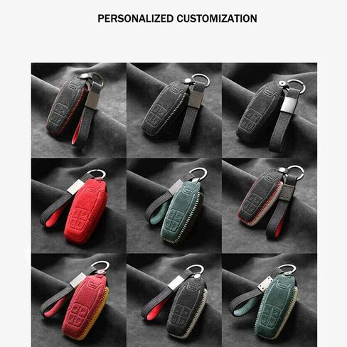 Luxury Suede Handmade Leather Key Fob Case Holder Shell Cover Bag Compatible for Ferrari 458 588 488GTB LaFerrari With Leather Keychain(Red Stitching) in Kuwait