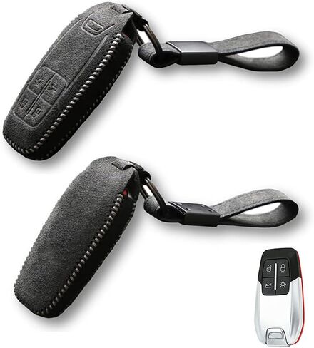 Luxury Suede Handmade Leather Key Fob Case Holder Shell Cover Bag Compatible for Ferrari 458 588 488GTB LaFerrari With Leather Keychain(Red Stitching) in Kuwait