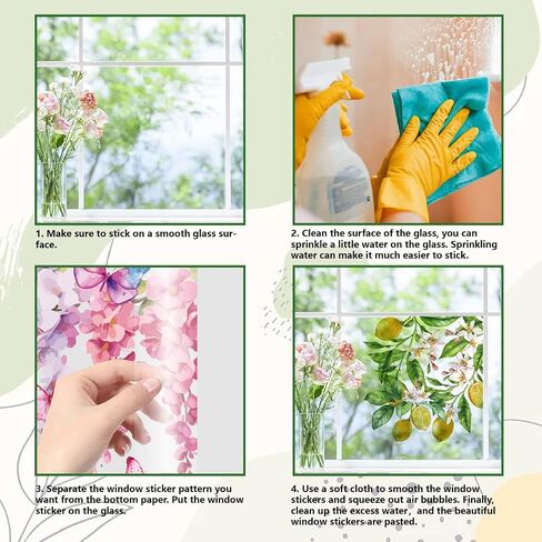 Gorgecraft Fern Window Sticker Pteridophyte Leaves Green Green Clings Static Window Clings Clings anti anti anti nonsfive نافذة ملصق لمنع إضرابات الطيور للباب الزجاجي المنزلق إلى المنزل 15 × 46 in Saudi Arabia