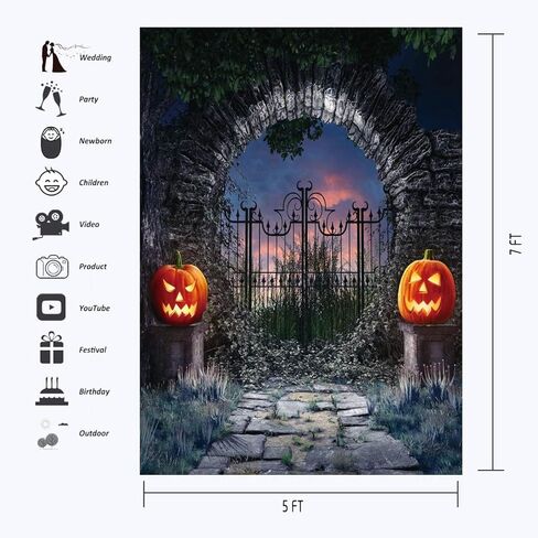 LTLYH 5x7Ft هالوين التصوير خلفية هالوين منزل مسكون خلفية هالوين اليقطين قزم الرهيبة حفلة صور خلفية 017 in Kuwait