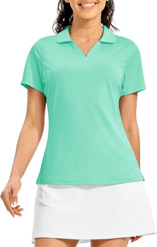 Rdruko Women's Golf Polo Shirts Dry Fit Collared Tennis Casual Work Shirts V Neck Moisture Wicking Short Sleeve in Kuwait