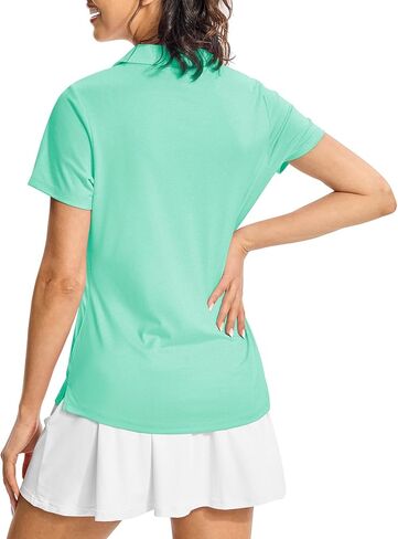 Rdruko Women's Golf Polo Shirts Dry Fit Collared Tennis Casual Work Shirts V Neck Moisture Wicking Short Sleeve in Kuwait