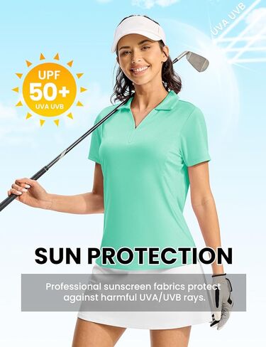 Rdruko Women's Golf Polo Shirts Dry Fit Collared Tennis Casual Work Shirts V Neck Moisture Wicking Short Sleeve in Kuwait
